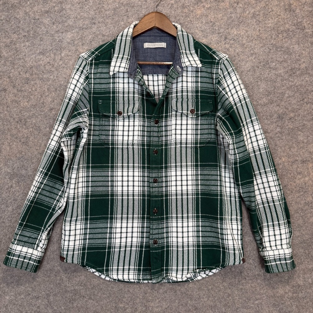 Outerknown Blanket Shirt Mens Medium Heavy Organic Cotton Button Plaid Overshirt